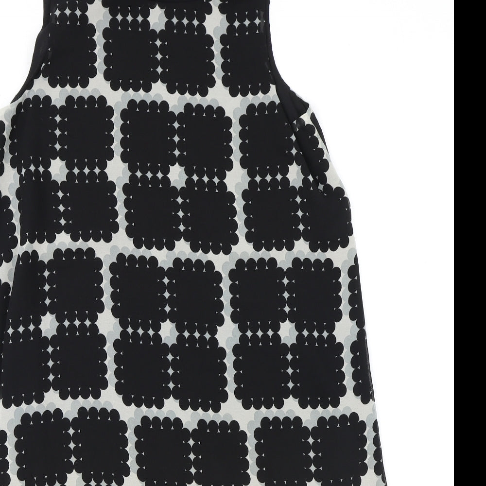 Max Studio Womens Black Geometric Polyester Tank Dress Size S Square Neck Pullover