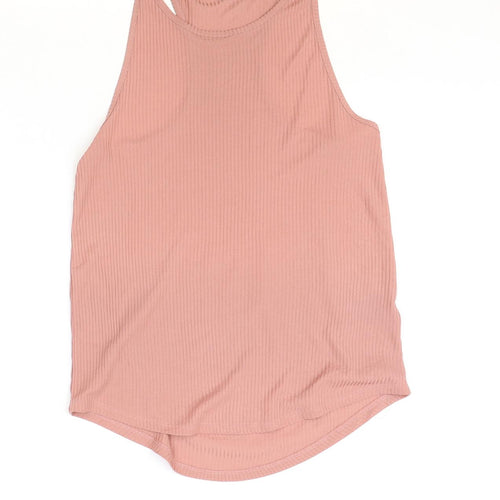 H&M Womens Pink Polyester Basic Tank Size XS Round Neck