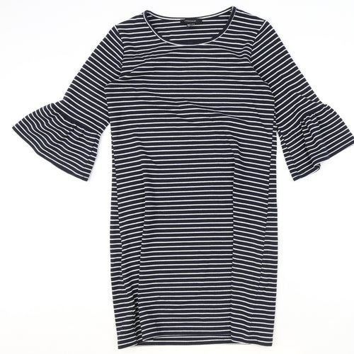 Atmosphere Womens Blue Striped Viscose A-Line Size 12 Round Neck Pullover