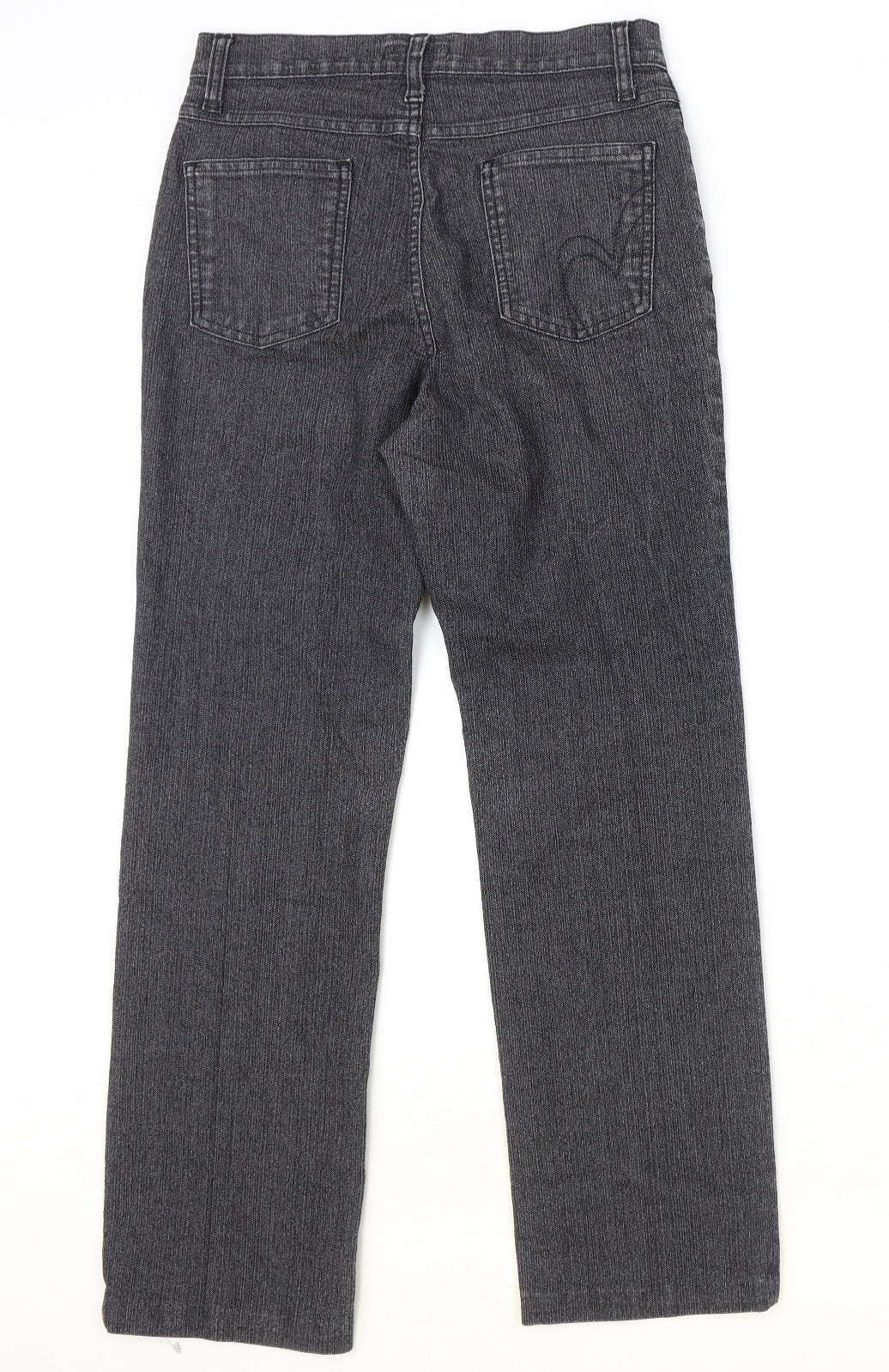 Marks and Spencer Womens Black Cotton Straight Jeans Size 8 Regular Zip