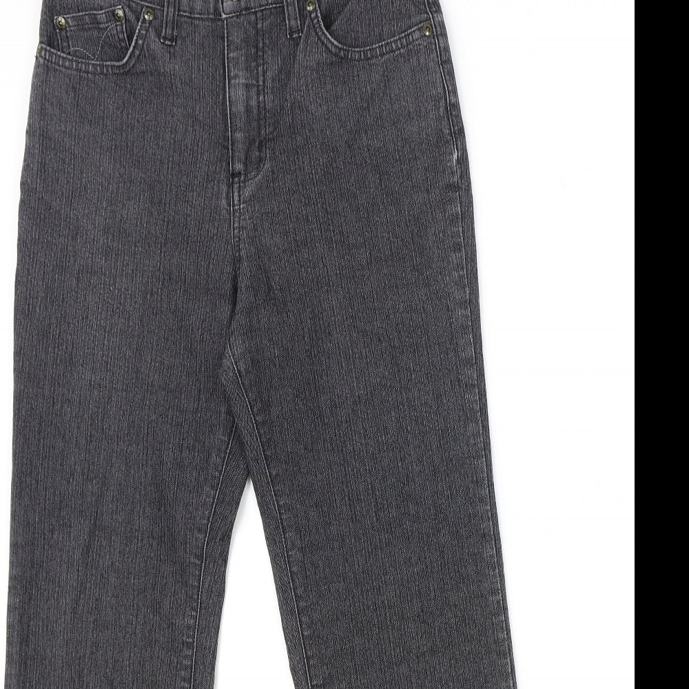 Marks and Spencer Womens Black Cotton Straight Jeans Size 8 Regular Zip