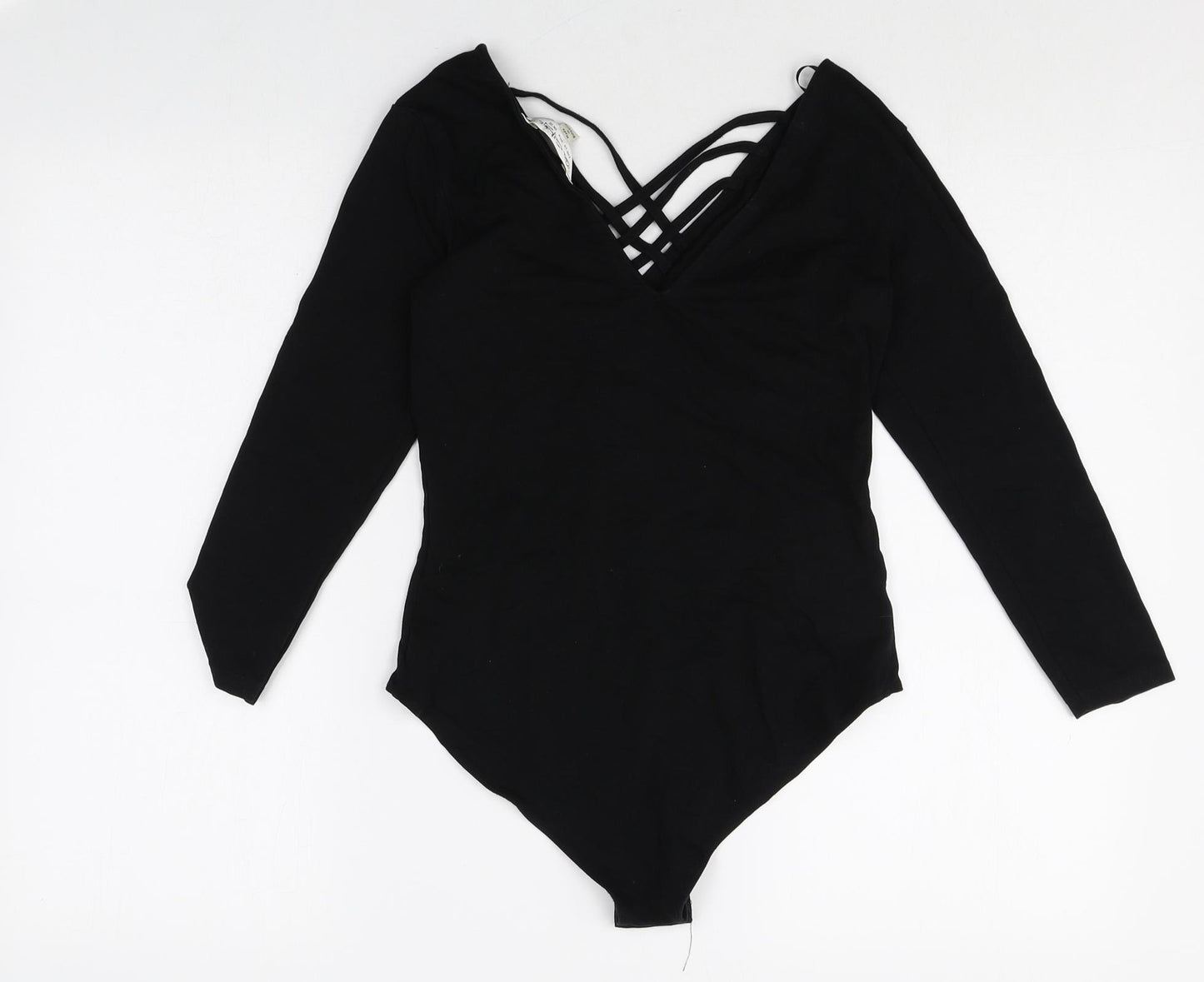 Miss Selfridge Womens Black Cotton Bodysuit One-Piece Size 10 Snap