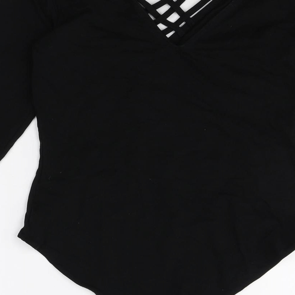 Miss Selfridge Womens Black Cotton Bodysuit One-Piece Size 10 Snap