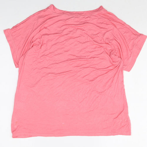 Kaleidoscope Womens Pink Animal Print Viscose Basic T-Shirt Size 14 Round Neck - Leopard print