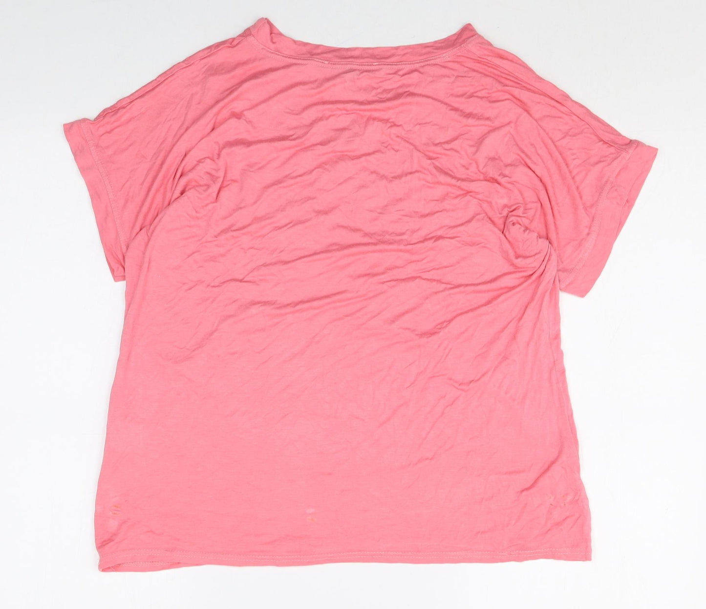 Kaleidoscope Womens Pink Animal Print Viscose Basic T-Shirt Size 14 Round Neck - Leopard print