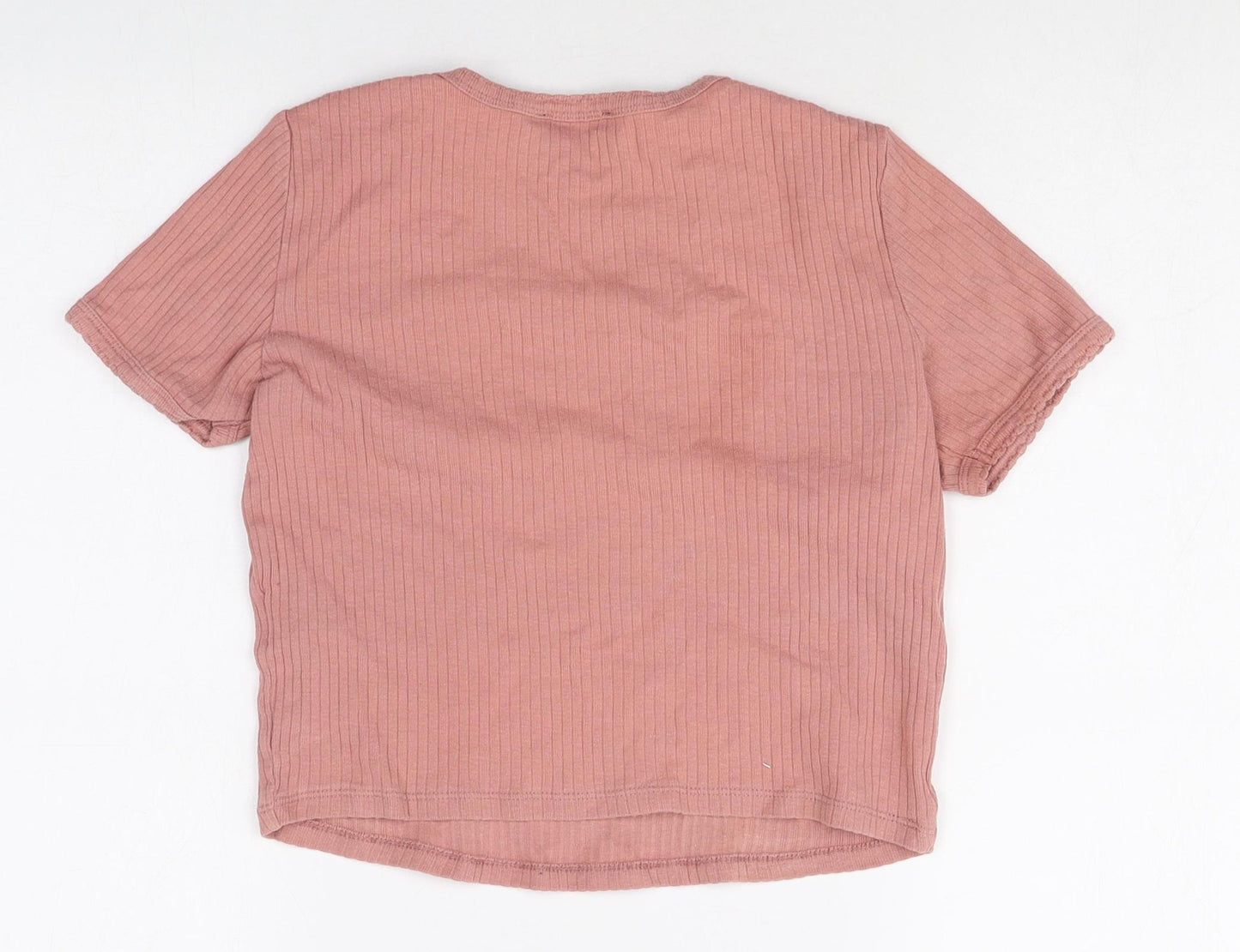 Topshop Womens Pink 100% Cotton Basic T-Shirt Size 8 Round Neck