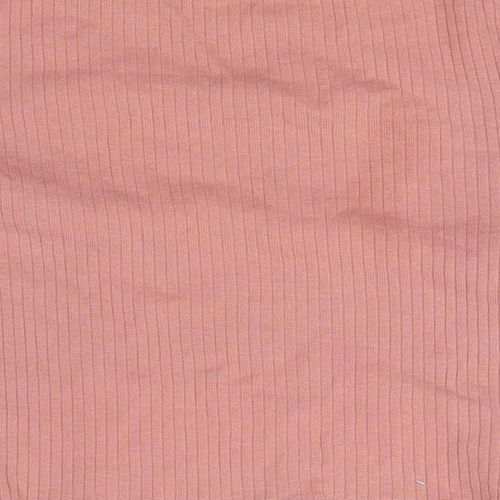 Topshop Womens Pink 100% Cotton Basic T-Shirt Size 8 Round Neck