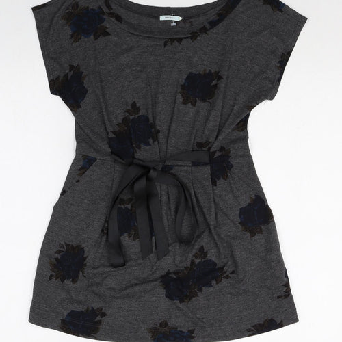 Kimchi Blue Womens Black Floral Polyester T-Shirt Dress Size S Boat Neck Pullover
