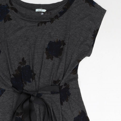 Kimchi Blue Womens Black Floral Polyester T-Shirt Dress Size S Boat Neck Pullover