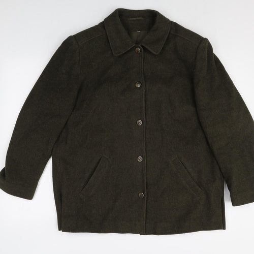 HOLMEWOOD Womens Green Overcoat Coat Size 14 Button