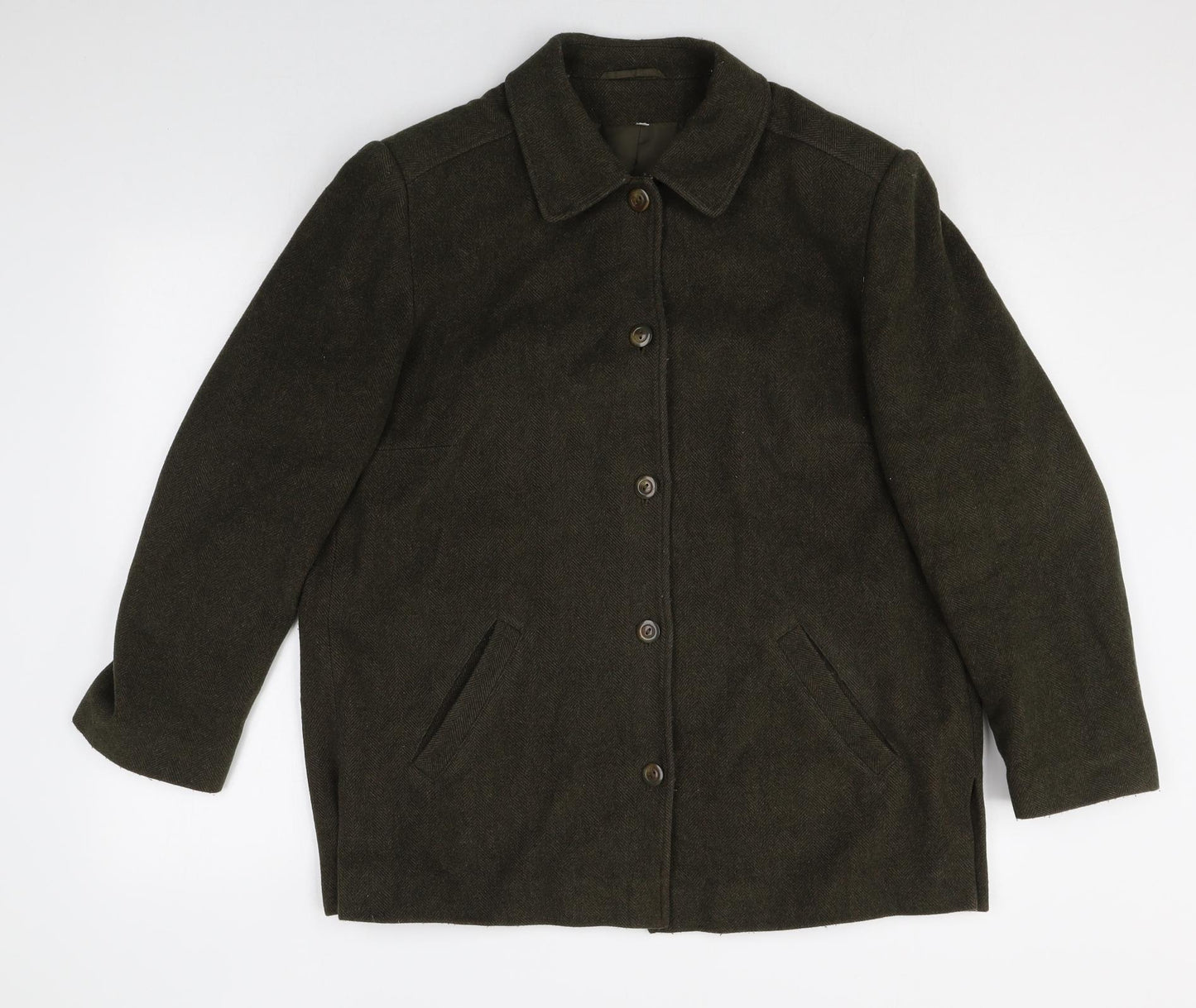 HOLMEWOOD Womens Green Overcoat Coat Size 14 Button