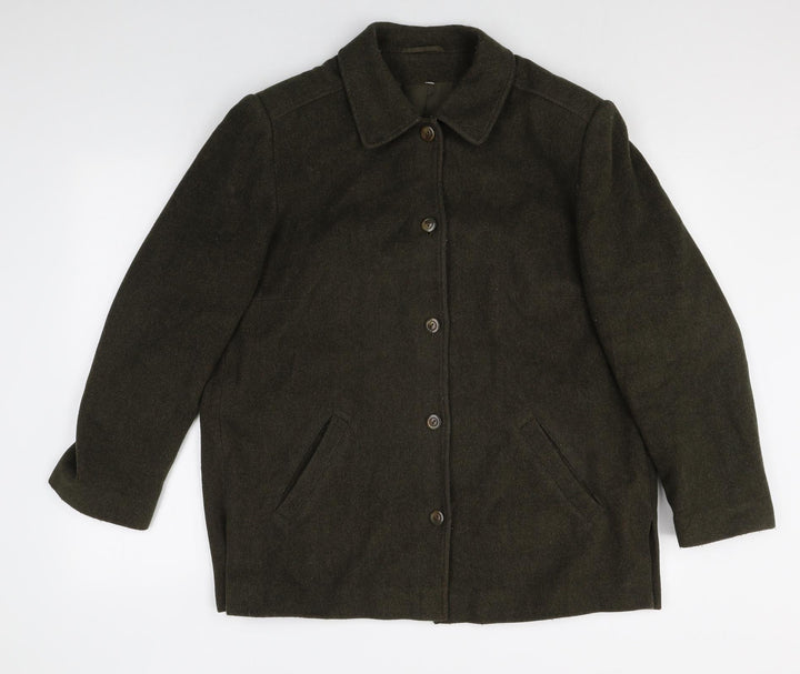 HOLMEWOOD Womens Green Overcoat Coat Size 14 Button