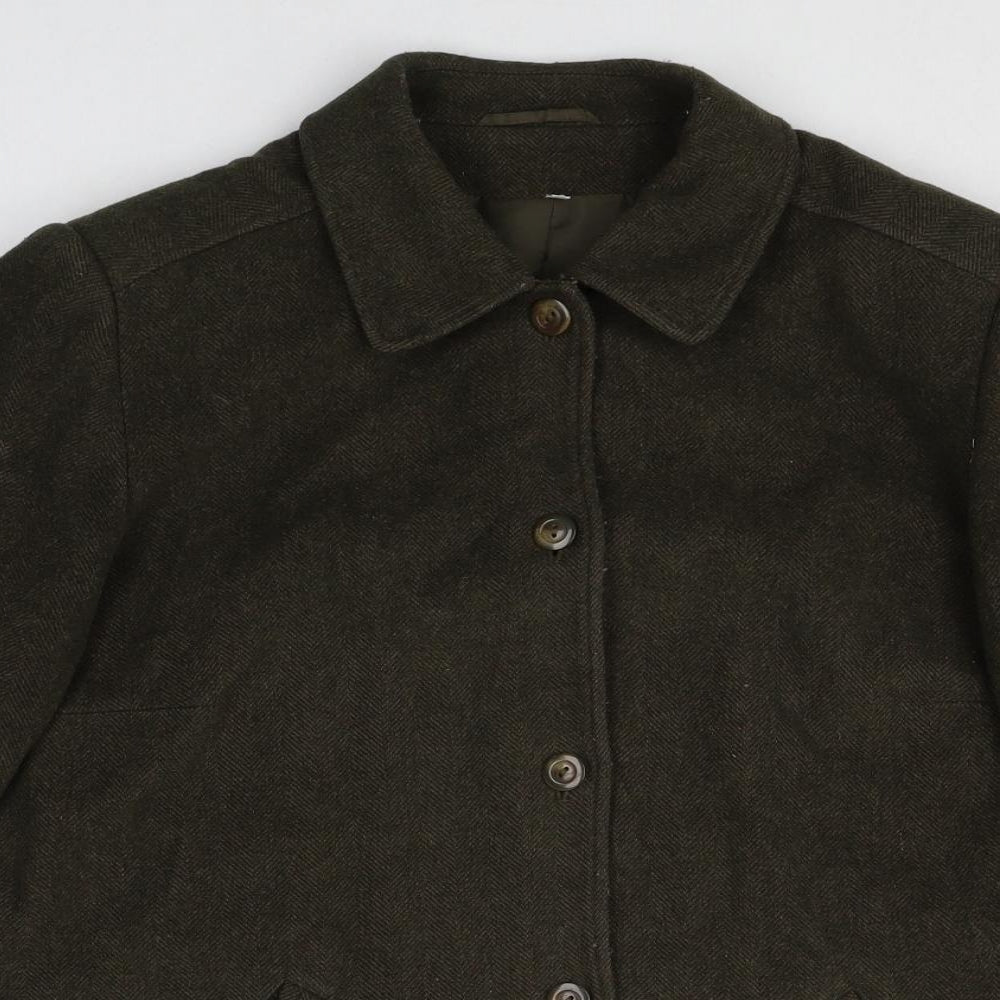 HOLMEWOOD Womens Green Overcoat Coat Size 14 Button