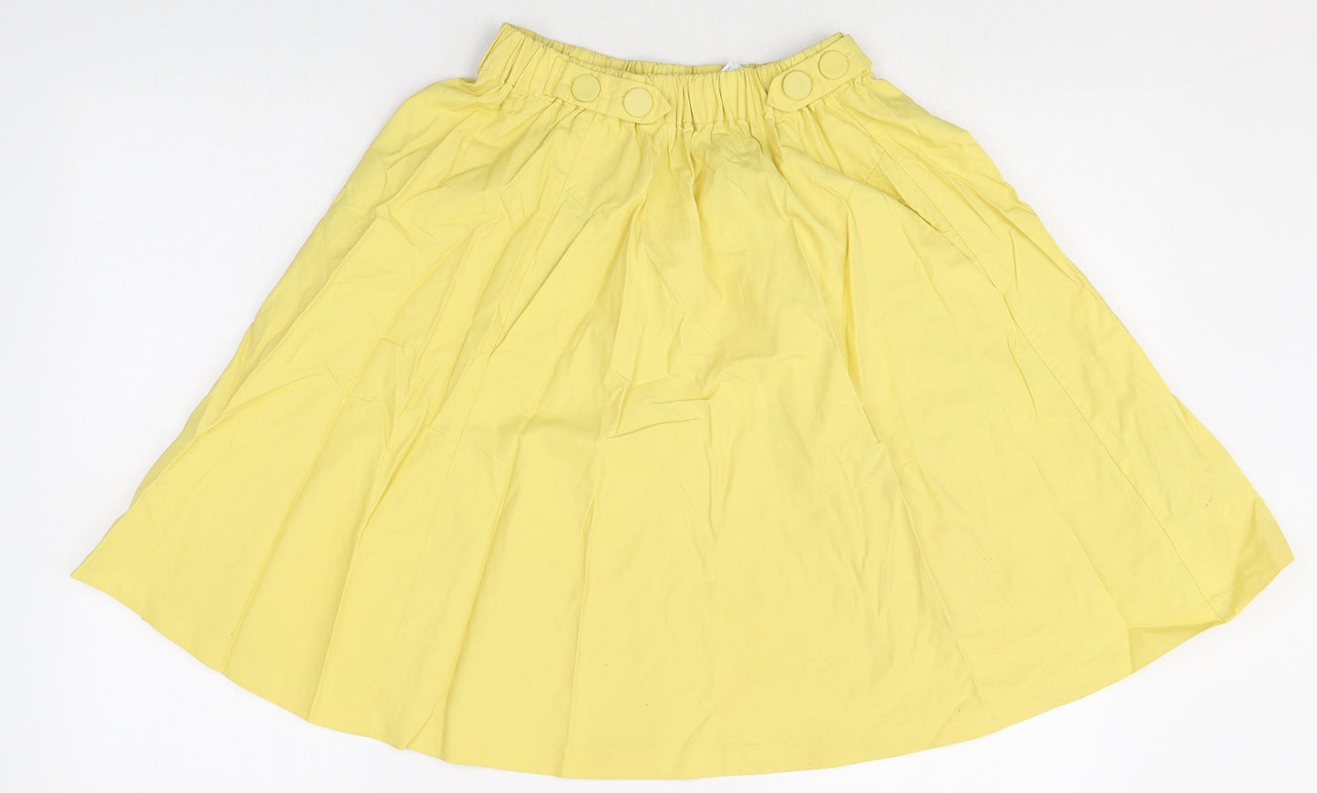 Zara Womens Yellow Cotton A-Line Skirt Size XS Button