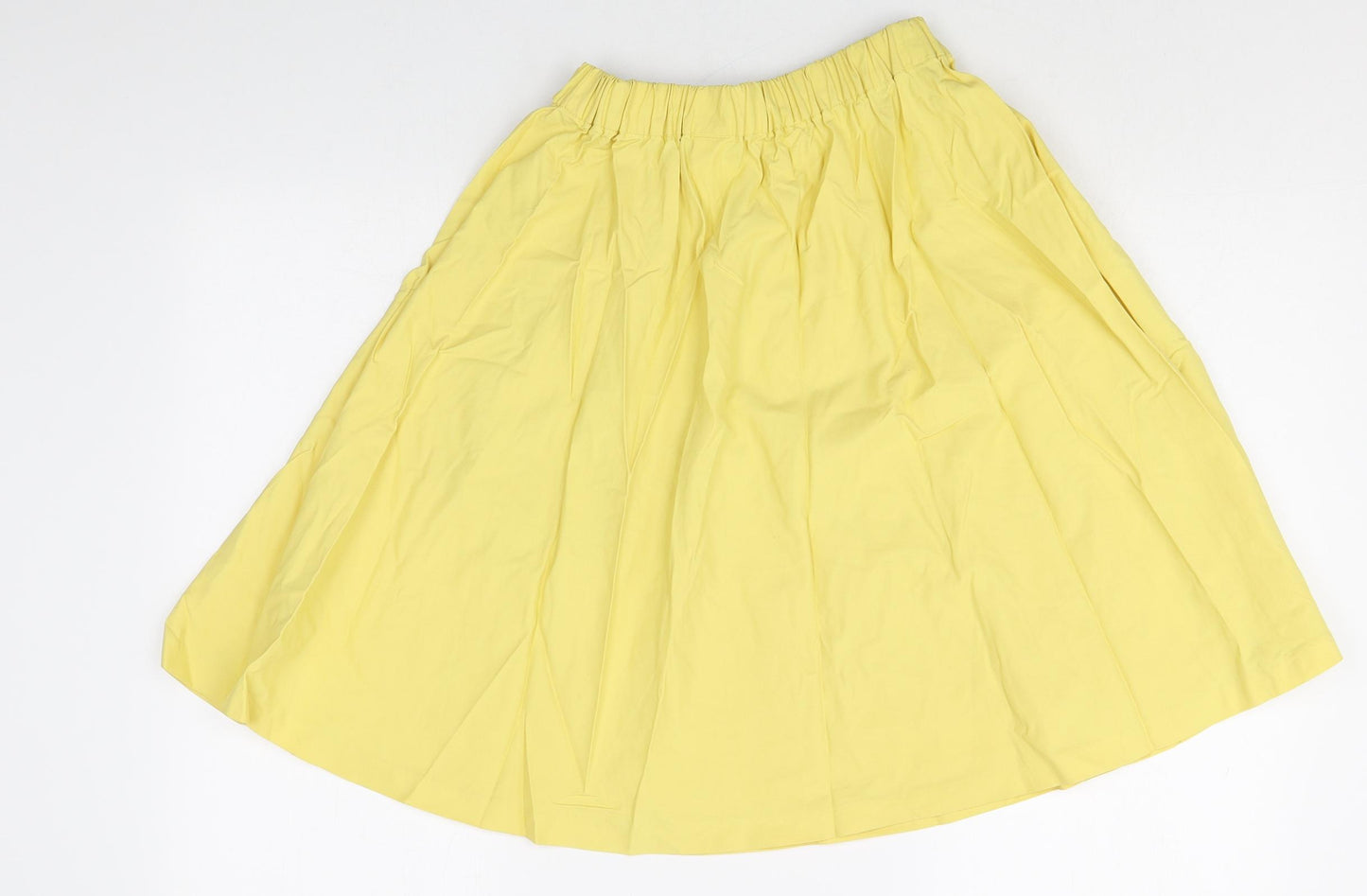 Zara Womens Yellow Cotton A-Line Skirt Size XS Button