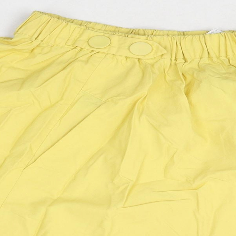 Zara Womens Yellow Cotton A-Line Skirt Size XS Button