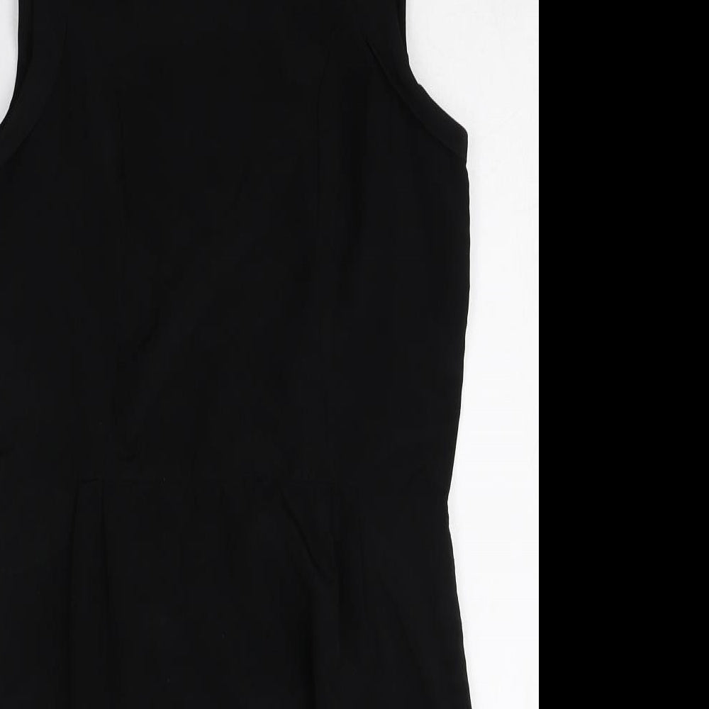 VERO MODA Womens Black Polyester A-Line Size 6 Scoop Neck Zip