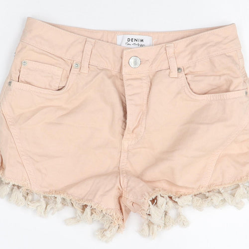 Miss Selfridge Womens Pink Cotton Hot Pants Shorts Size 6 Regular Zip