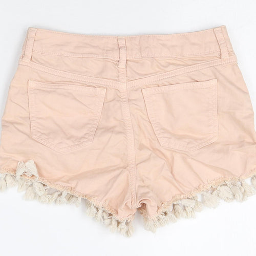 Miss Selfridge Womens Pink Cotton Hot Pants Shorts Size 6 Regular Zip