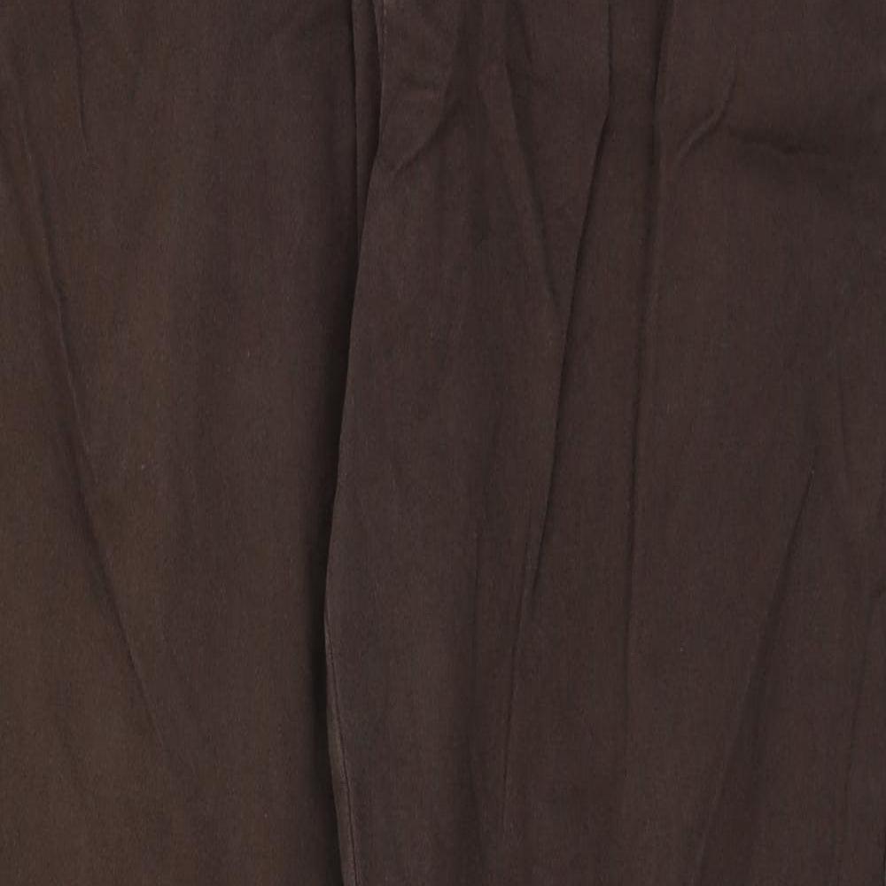 TU Mens Brown Cotton Trousers Size 38 in Regular Zip
