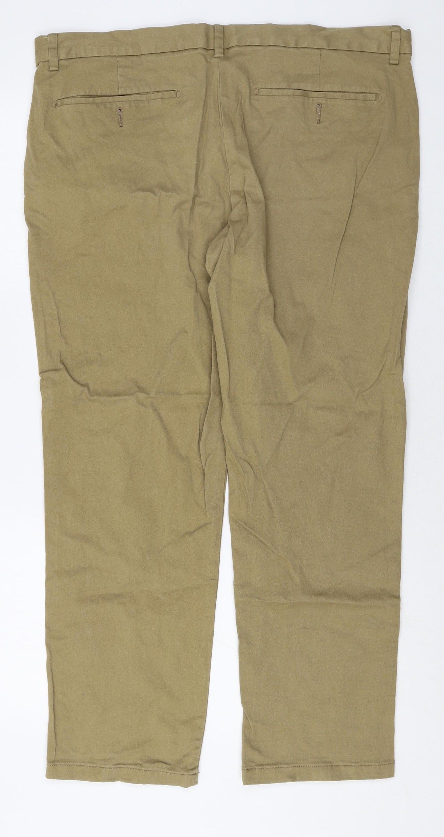 TU Mens Beige Cotton Chino Trousers Size 38 in Regular Zip