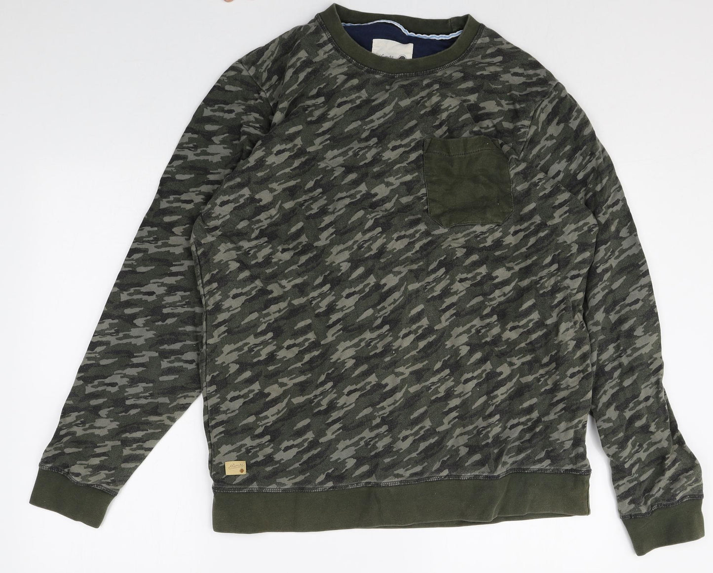 HIMAS Mens Green Camouflage Cotton Pullover Sweatshirt Size XL