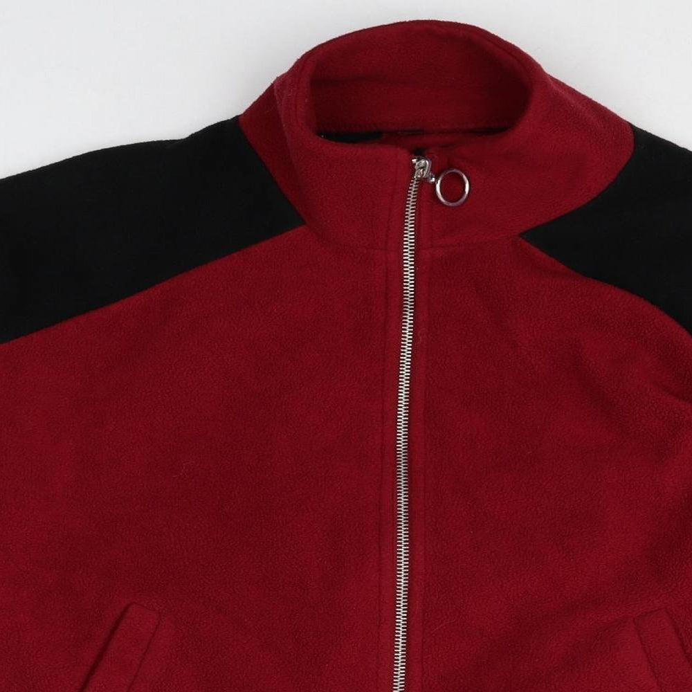 New Look Womens Red Geometric Jacket Size 8 Zip