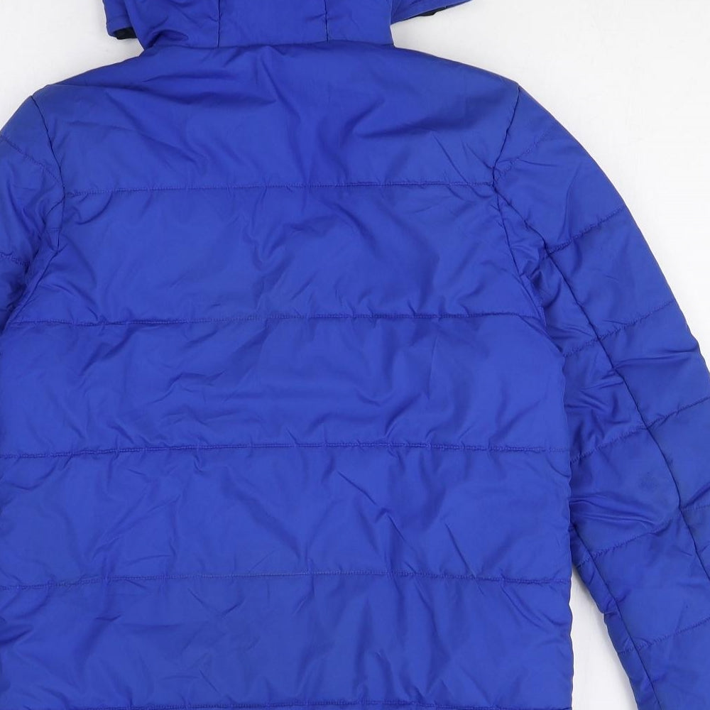 adidas Boys Blue Quilted Jacket Size 11-12 Years Zip
