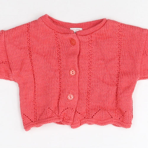 Adams Girls Pink Acrylic Cardigan Jumper Size 0-3 Months Button