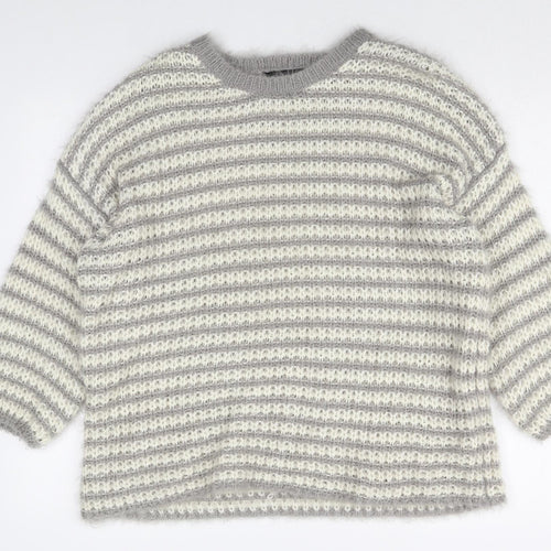 Dorothy Perkins Womens Multicoloured Scoop Neck Striped Acrylic Pullover Jumper Size 12