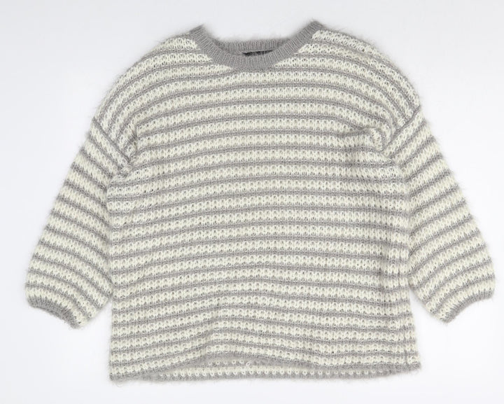 Dorothy Perkins Womens Multicoloured Scoop Neck Striped Acrylic Pullover Jumper Size 12