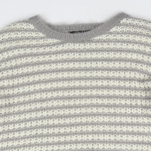 Dorothy Perkins Womens Multicoloured Scoop Neck Striped Acrylic Pullover Jumper Size 12