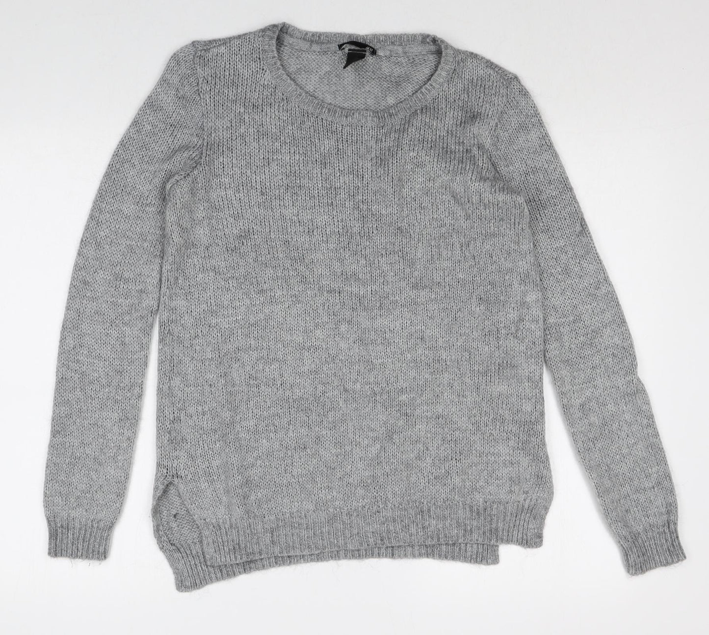 H&M Womens Grey Scoop Neck Acrylic Pullover Jumper Size XS