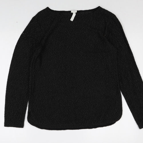 H&M Womens Black Boat Neck Cotton Pullover Jumper Size S