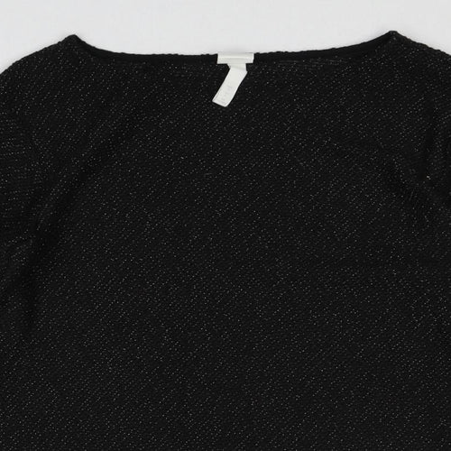 H&M Womens Black Boat Neck Cotton Pullover Jumper Size S