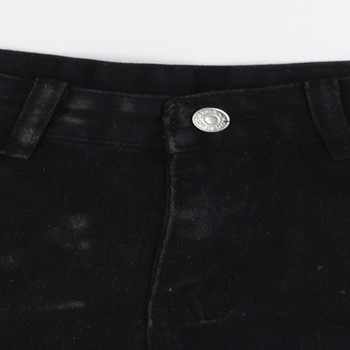 Preworn Womens Black Cotton Hot Pants Shorts Size L Regular Zip
