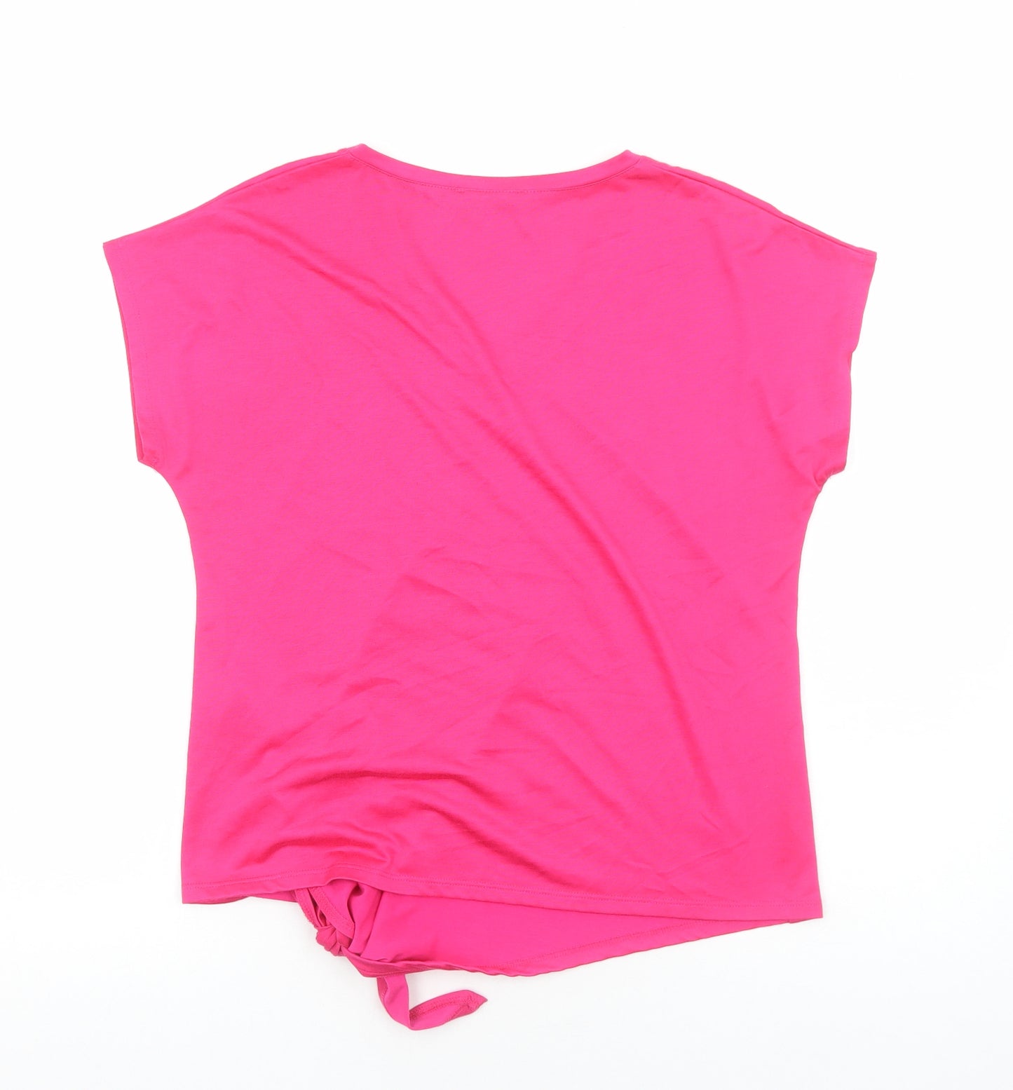 Marble Womens Pink Viscose Basic T-Shirt Size 12 V-Neck - Side Tie Detail