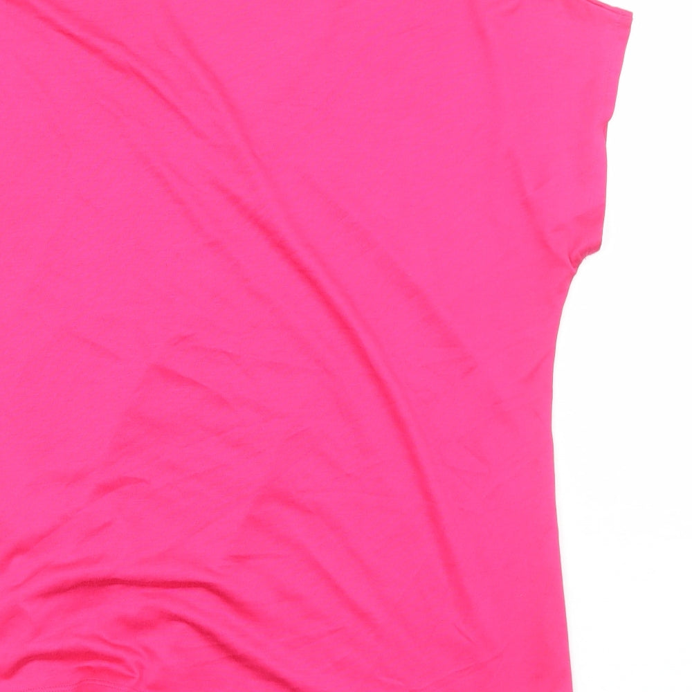 Marble Womens Pink Viscose Basic T-Shirt Size 12 V-Neck - Side Tie Detail