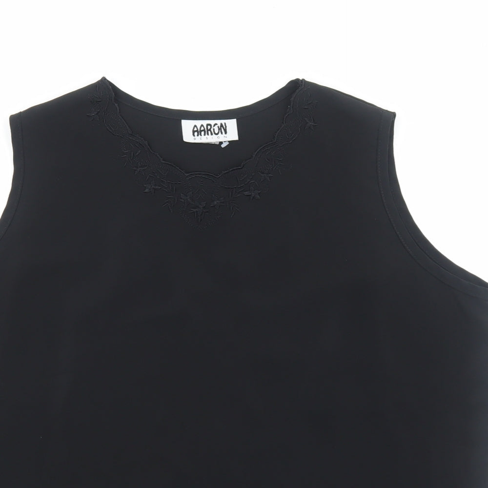Aaron Design Womens Black Polyester Basic Tank Size XL Scoop Neck