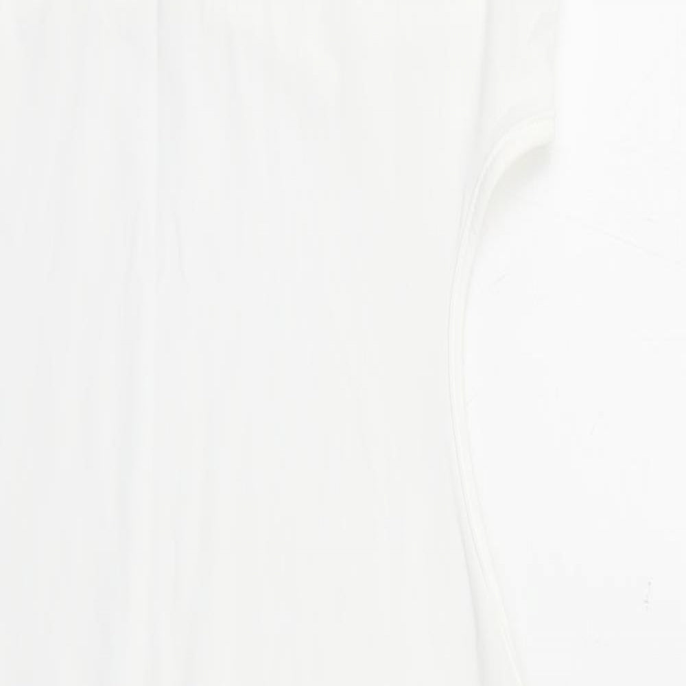 Preworn Womens White Polyester Pencil Dress Size L Round Neck Pullover - Cut Out