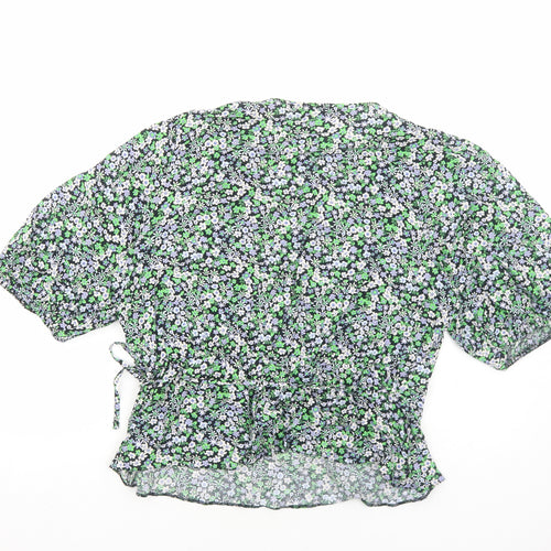 George Womens Green Floral Viscose Wrap Blouse Size 18 V-Neck