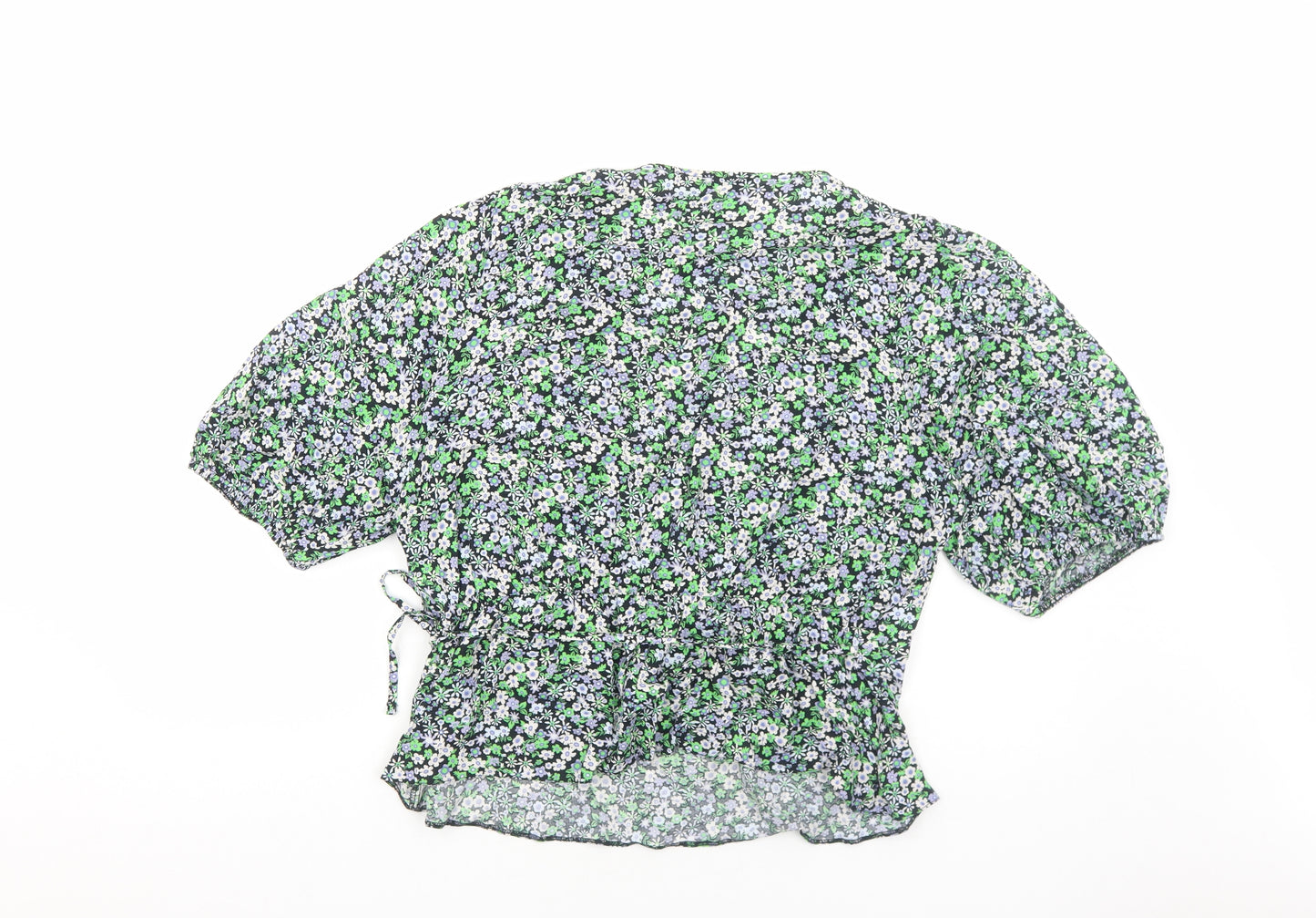 George Womens Green Floral Viscose Wrap Blouse Size 18 V-Neck