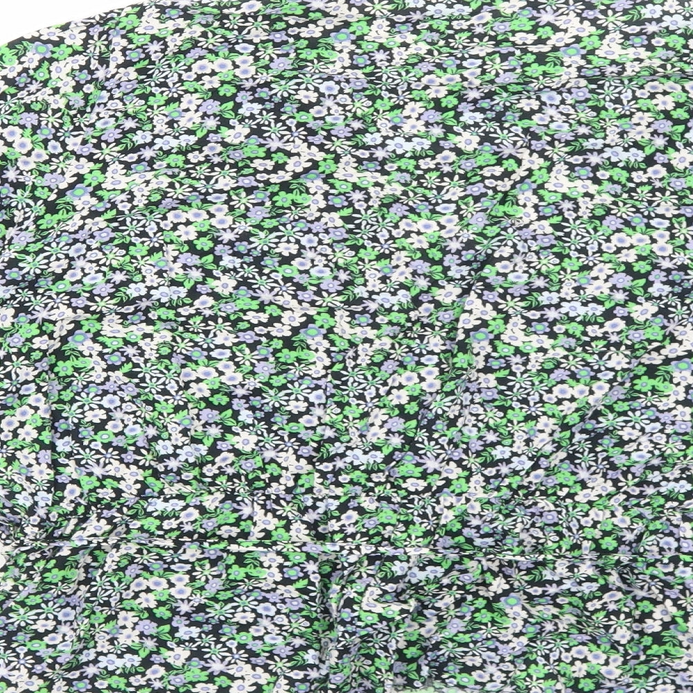 George Womens Green Floral Viscose Wrap Blouse Size 18 V-Neck