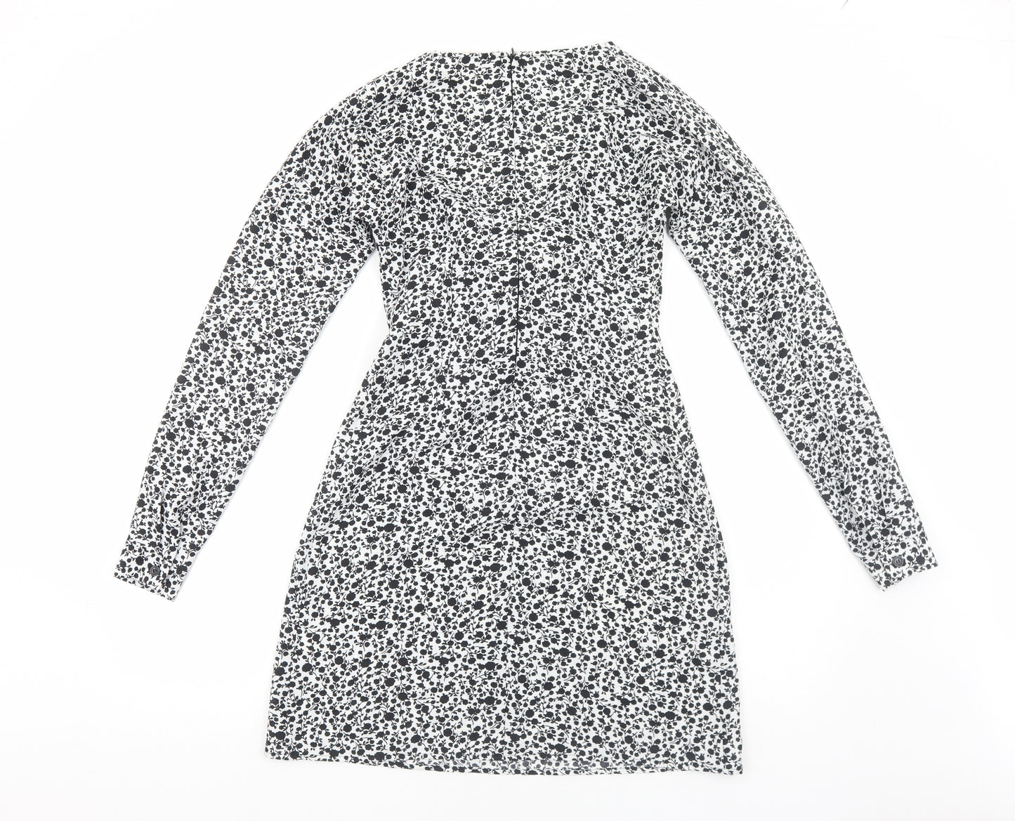 Glamorous Womens White Floral Polyester A-Line Size 8 V-Neck Zip