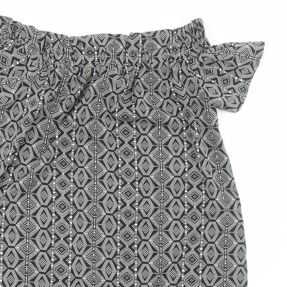 Atmosphere Womens Black Geometric Polyester A-Line Size 14 Off the Shoulder Pullover