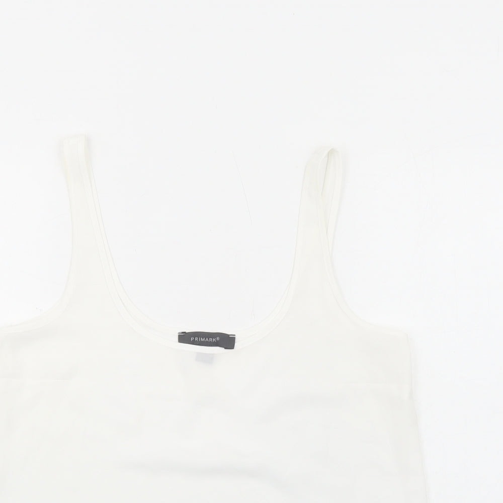 Primark Womens White Polyester Camisole Tank Size 8 Scoop Neck