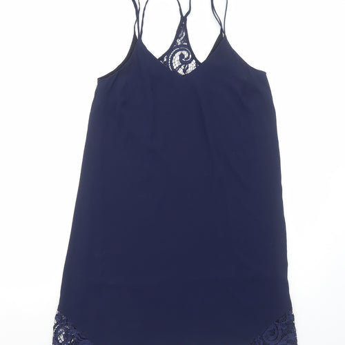 Therapy Womens Blue Polyester Slip Dress Size 10 V-Neck Pullover