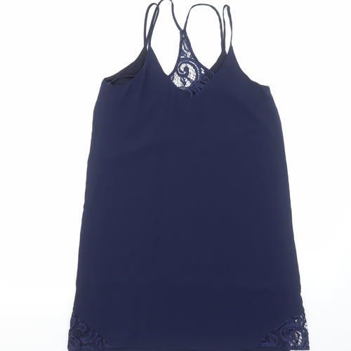Therapy Womens Blue Polyester Slip Dress Size 10 V-Neck Pullover