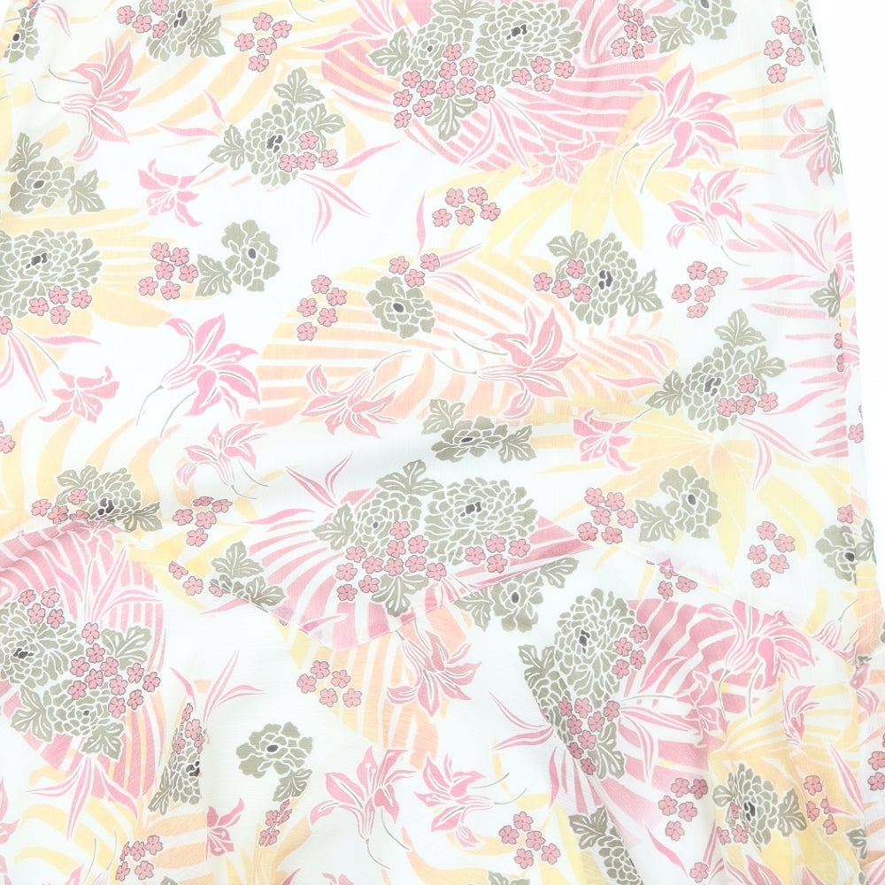 Autonomy Womens White Floral Polyester A-Line Skirt Size 12 Zip