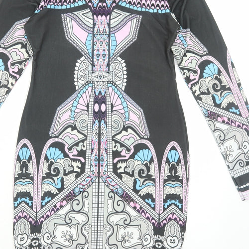 B.You Womens Multicoloured Geometric Polyester Pencil Dress Size 12 Round Neck Pullover